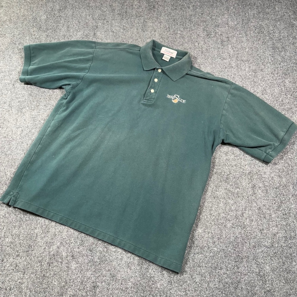 VTG Titleist Corbin Bear Slide Polo Shirt Mens XL Cotton Golf Green Grandpa